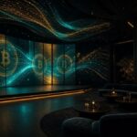 Иммерсивный зал Futurione в Москве: светодиодные панели с абстрактными монетами, сцена и лаунж-зона